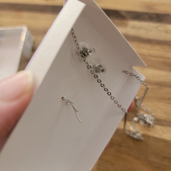 CZ Nana Necklace & Earrings Set Heart Shaped in Silver Tone Setting - Picture 7 of 9